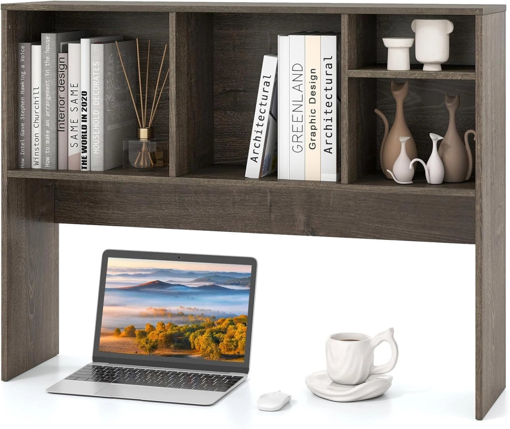 Libreria da Scrivania per Computer, Scaffale da Tavolo con 4 Cubi e Scomparto Posteriore Aperto, Organizzatore di Stoccaggio per Scrivania, 94x25x73 cm (Naturale)