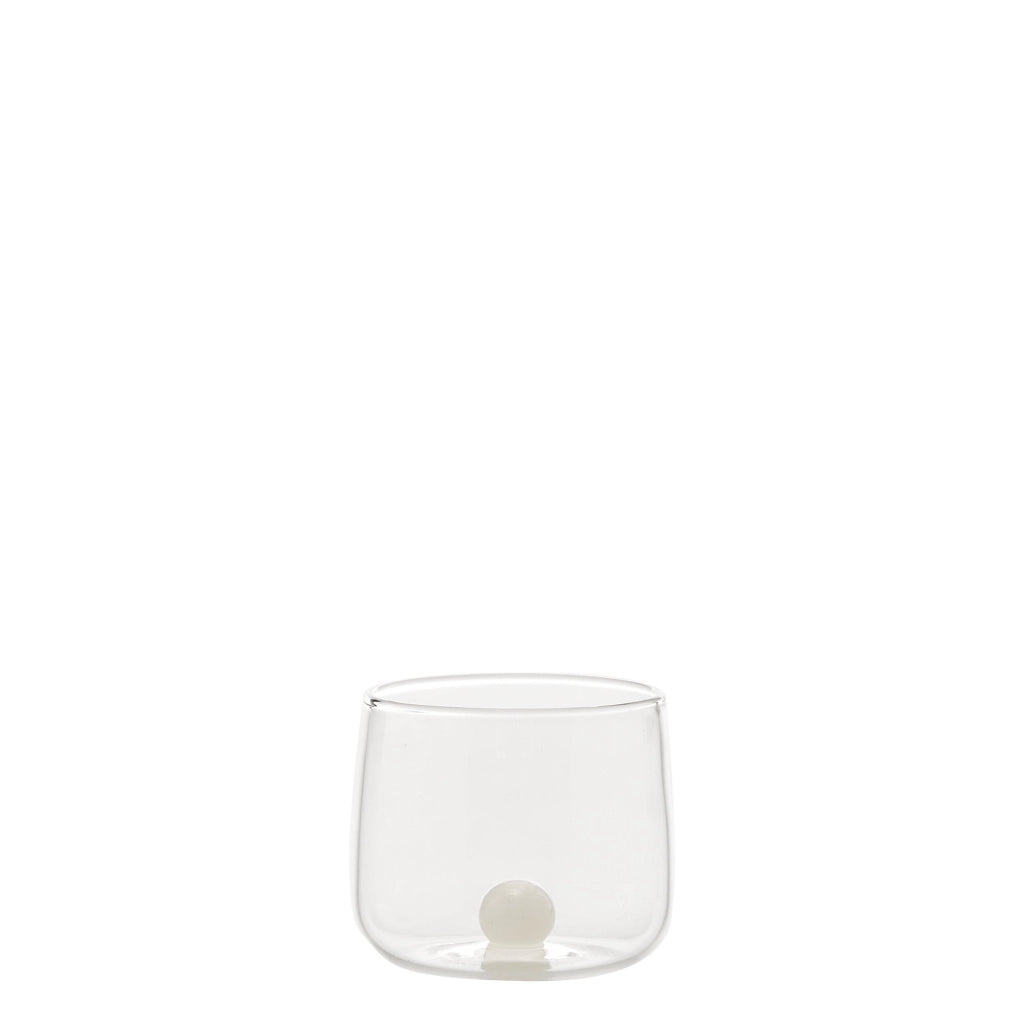 Bilia Tumbler Junior Set da 6 bicchieri per liquori e amari in vetro borosilicato bianco con sfera decorativa, design raffinato ed elegante