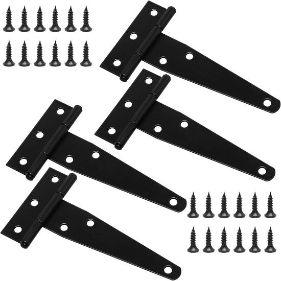 Scharnieri per uso pesante, 4 pezzi con viti di fissaggio, 100 mm, verniciati in nero, per porte di garage, porte di giardino, finestre