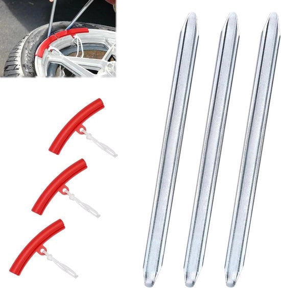 Set di 3 leve per pneumatici da 30cm con protezioni per cerchioni e leva manuale per pneumatici - per biciclette, scooter e cambio pneumatici di auto