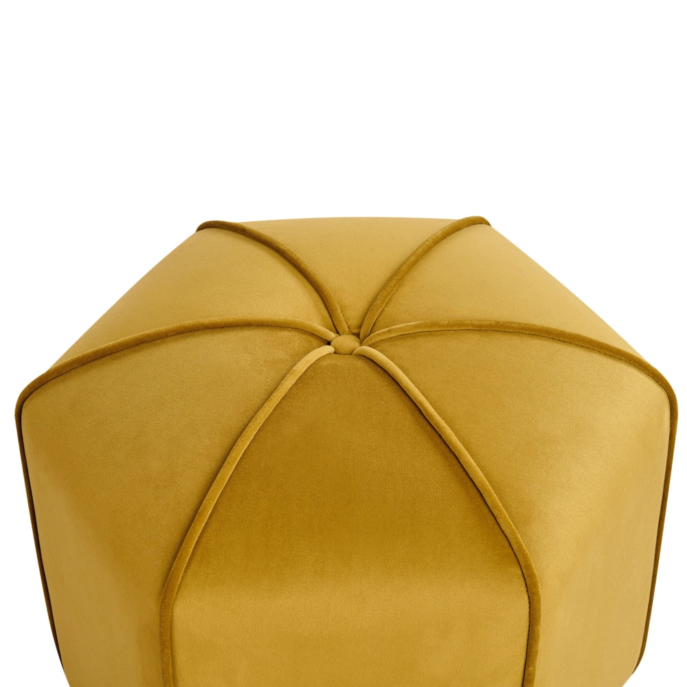 Pouf poggiapiedi moderno rotondo in velluto giallo soggiorno camera da letto