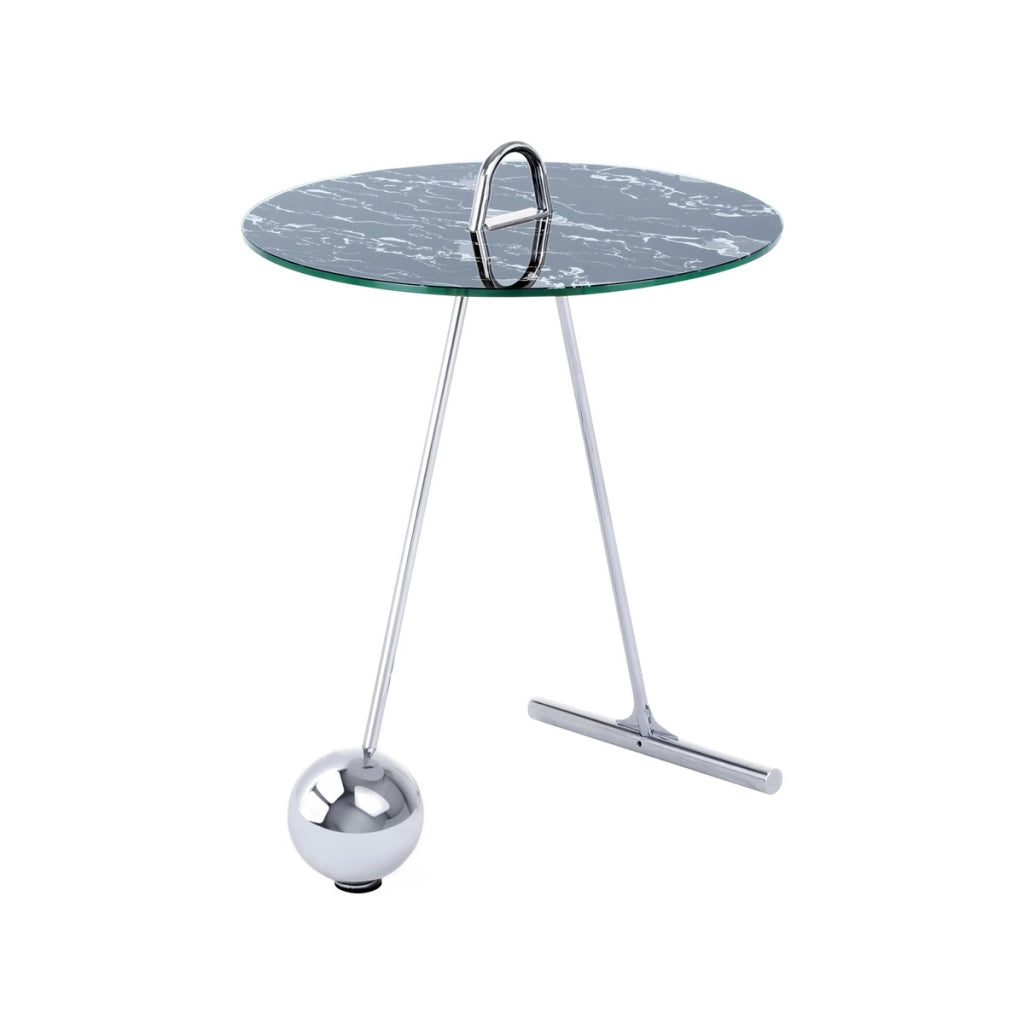 Tavolino di design Pendulum in vetro effetto marmo