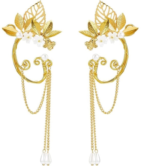 Orecchini a forma di farfalla e fiori in stile Liberty, con chiodo a spillo, 2 pezzi, con anello di lega, con design sostenibile.