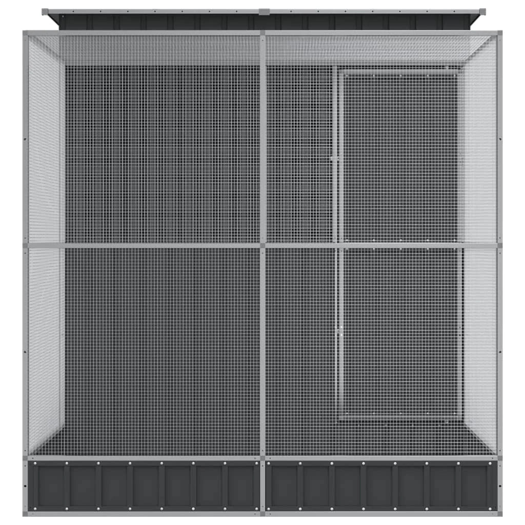 Voliera a gabbia con estensione in argento 209 x 203 x 216 cm acciaio argento 02_0045651
