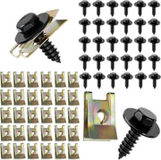 60 pezzi di viti a piatto kit di clip di vite a piatto 30 viti per carrozzeria 30 clip di fissaggio a U metallico clip di fissaggio a U per bordo di protezione viti a piatto clip di fissaggio viti in acciaio inossidabile per carrozzeria