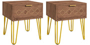 Set 2 Comodini 39,5x41x49 cm 1 Cassetto in Truciolato Marrone