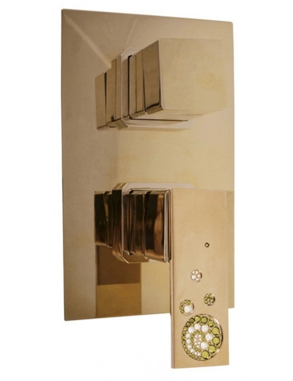 Miscelatore doccia incasso con deviatore ROYAL in pietra ottone placcato oro
