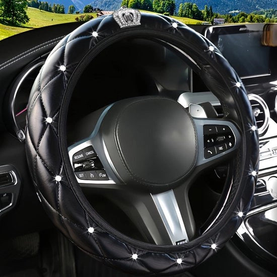 Sterne Stralente Cover – Copertura Sterzo Universale – Accessori Decorazione Interno Auto Stile (Nero Corona)