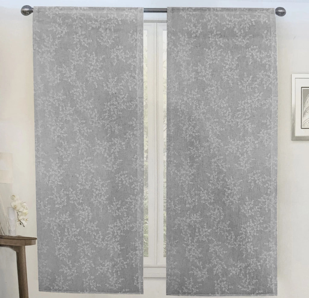 Tende Casa Finestre Porte Interno Coppia 2pz Tessuto Semitrasparente Elegante Moderna 60x240 Cm Grigio