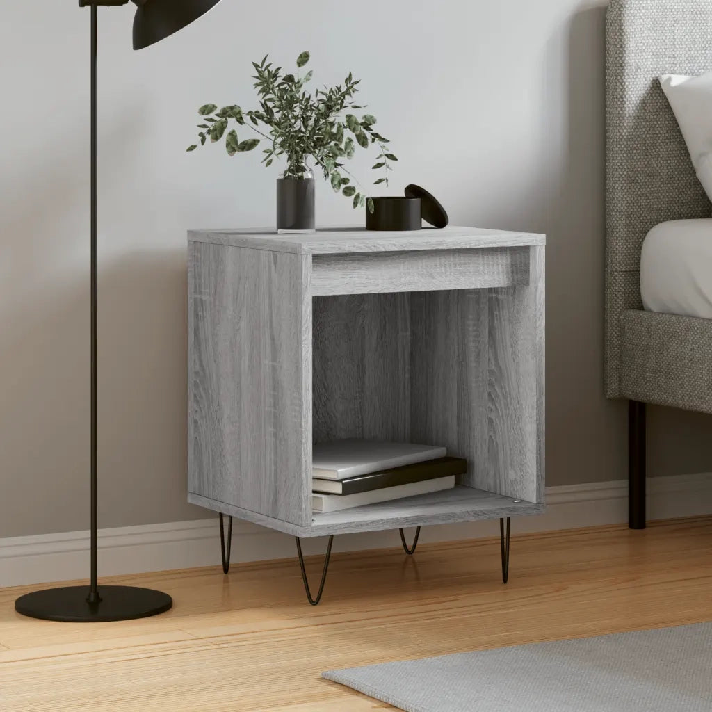 Comodino-Tavolino da notte Grigio Sonoma 40x35x50 cm in Legno Multistrato 158269