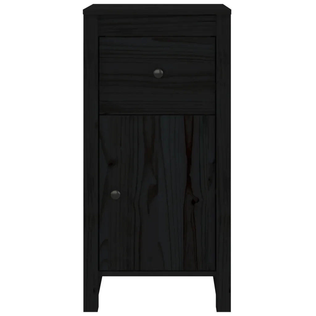 Credenze 2 pz Nere 40x35x80 cm in Legno Massello di Pino 813763
