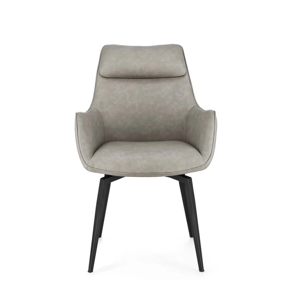 Set di 2 Poltrone Imbottite in Similpelle con Gambe in Acciaio - MILES