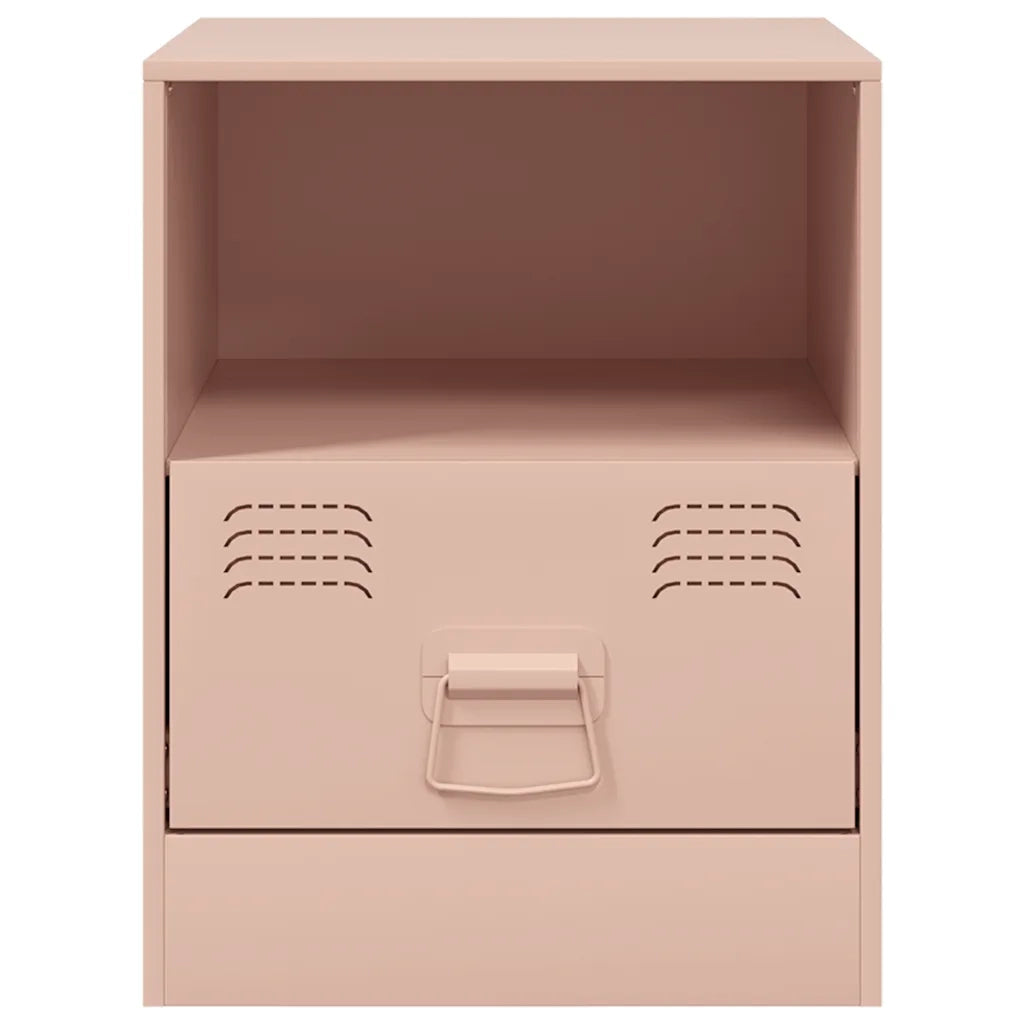 Comodini 2 pz-Set di 2 Tavolino da notte Rosa 34,5x39x44 cm in Acciaio 612221