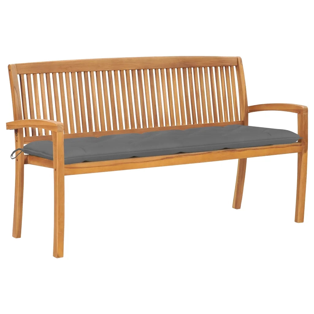 Panchina da Giardino Impilabile e Cuscino 159cm Teak Massello cod mxl 47316