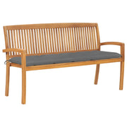 Panchina da Giardino Impilabile e Cuscino 159cm Teak Massello cod mxl 47316