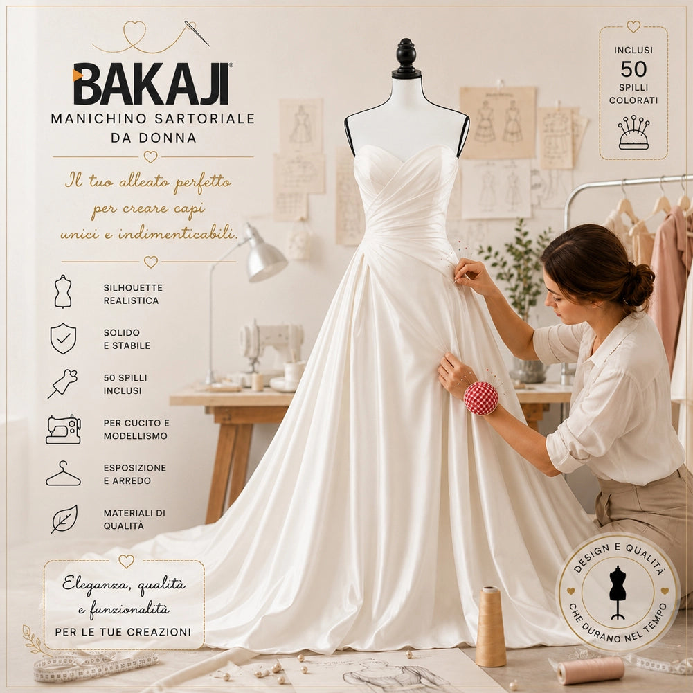 Manichino Sartoriale Femminile 50 Spilli Modello Bianco e Nero Sartoria Donna