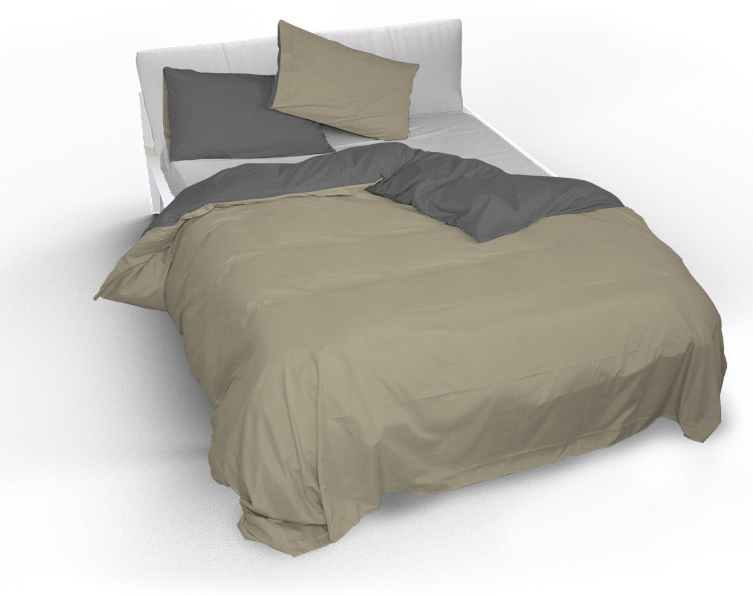 Copripiumino con Sacco e Federe Doubleface Tortora/Fumo 1 Piazza e Mezzo