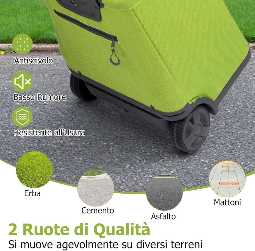 Carrello Spesa Pieghevole in Alluminio, Trolley Spesa con Ruote, Tasche Multiple e Manico Telescopico Regolabile, Capacità 50L, Caricabile fino a 35 kg (Verde)