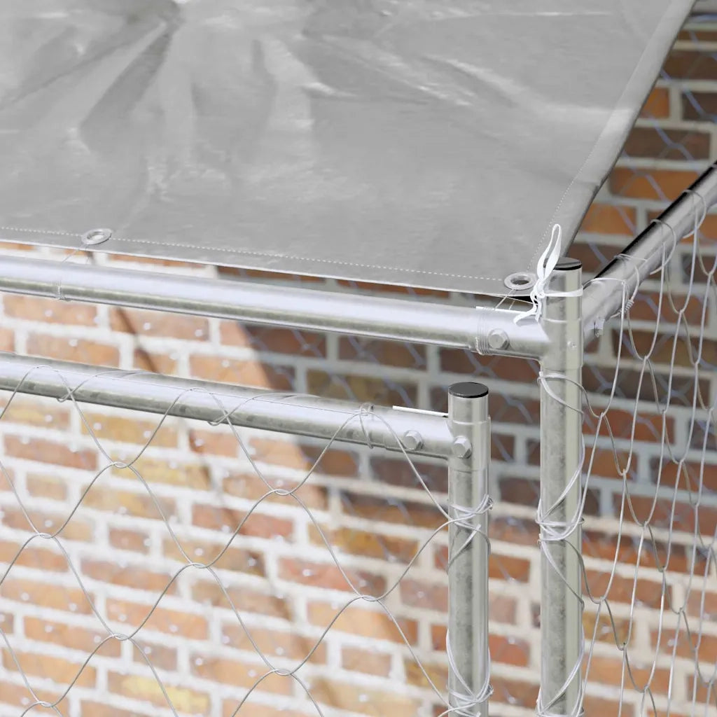 Gabbia per Cani con Tetto Argento 200 x 200 x 258 cm
