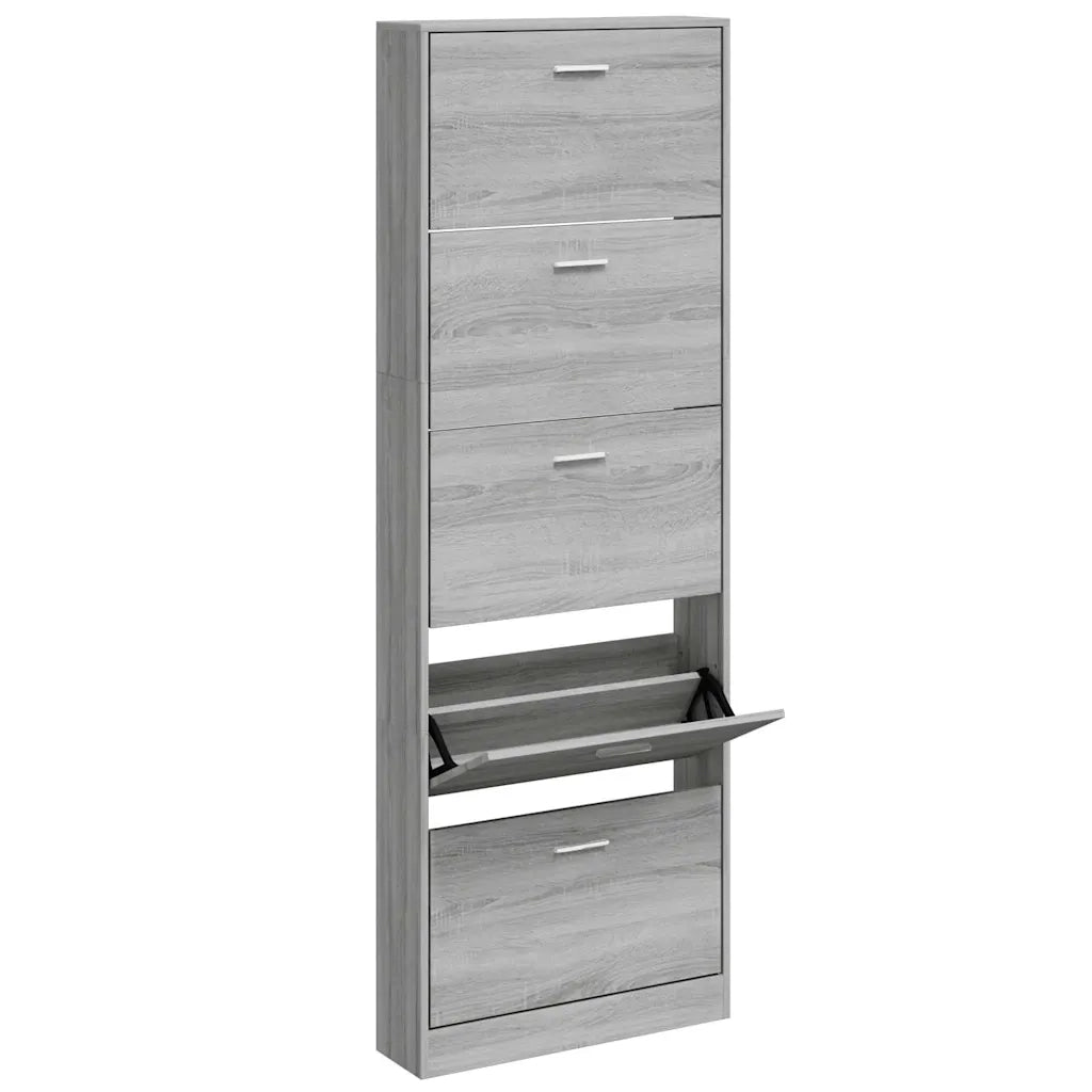 Scarpiera-Scaffale per scarpe Grigio Sonoma 59x17x169 cm in Legno Multistrato