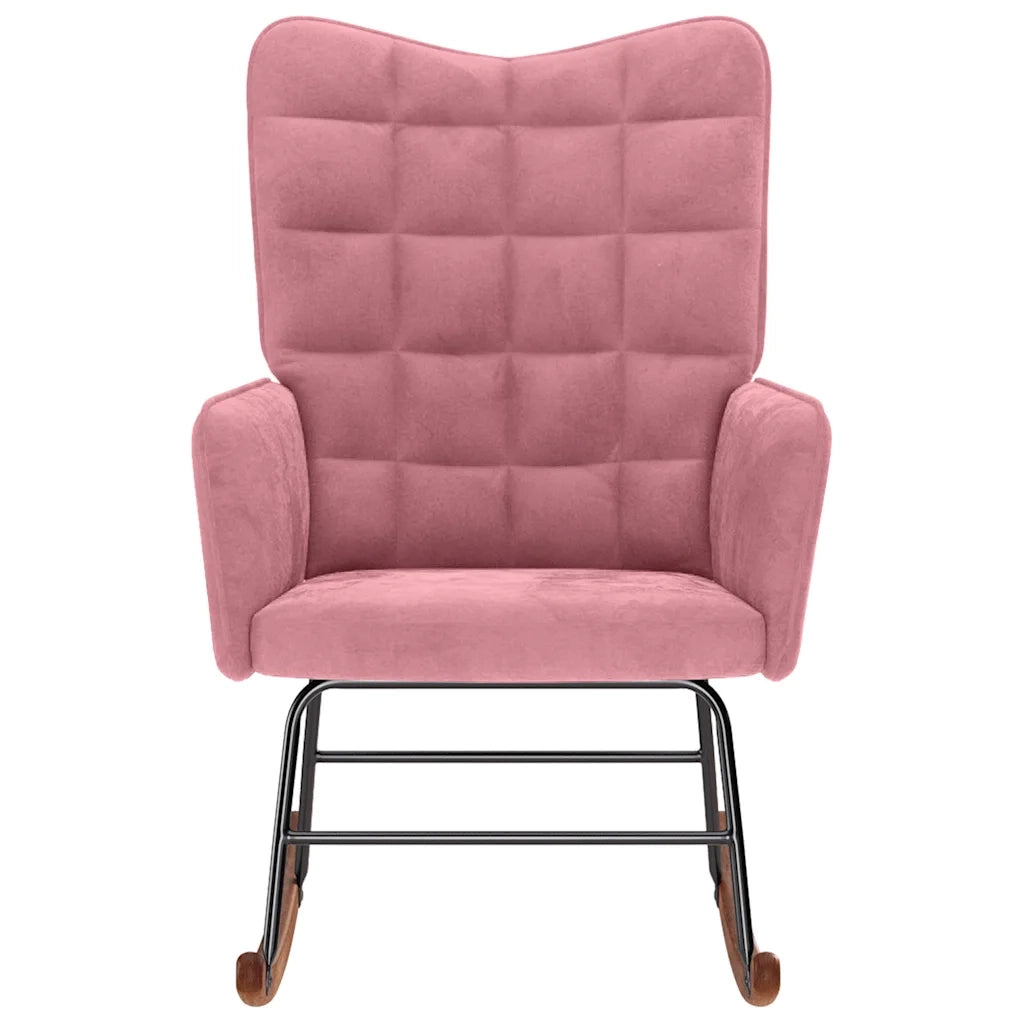Sedia a Dondolo Rosa in Velluto CFW9622176