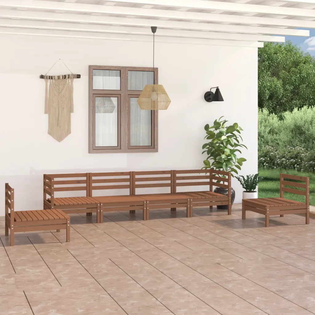 Set Salotto da Giardino 6 pz Marrone Ambra Legno Massello Pino 3082545
