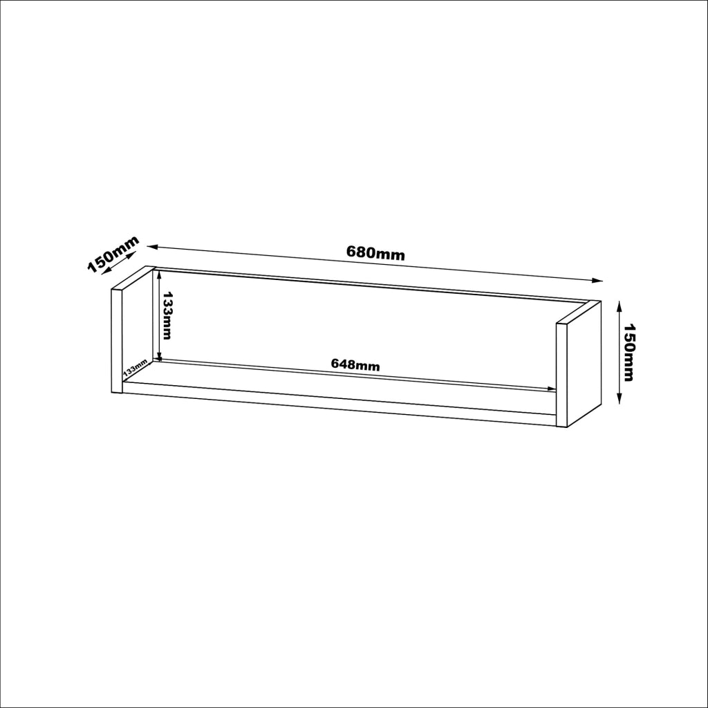 Lucera, Mensola un Ripiano, 68x15x15h cm Beige