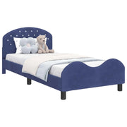 Struttura letto Bambini | Letto Infantile | Lettino con testata Blu Polizia 80 x 200 cm