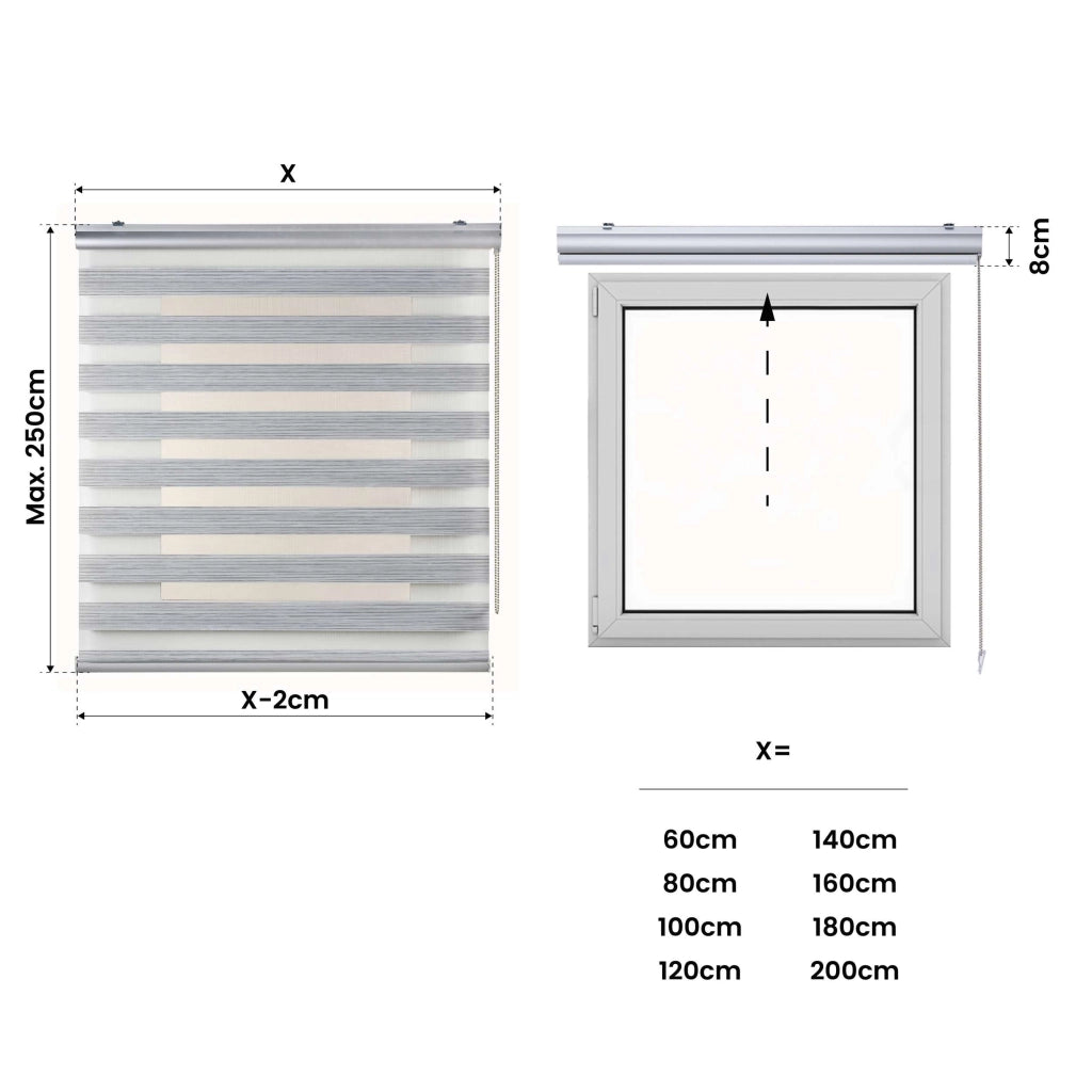 Tenda a Rullo giorno / notte Premium Con Finiture premium Grigio 120x250 cm