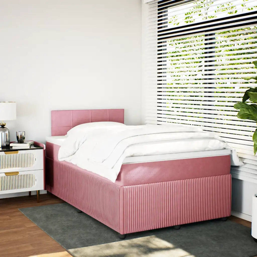 Giroletto a Molle con Materasso Rosa 120x190 cm in Velluto