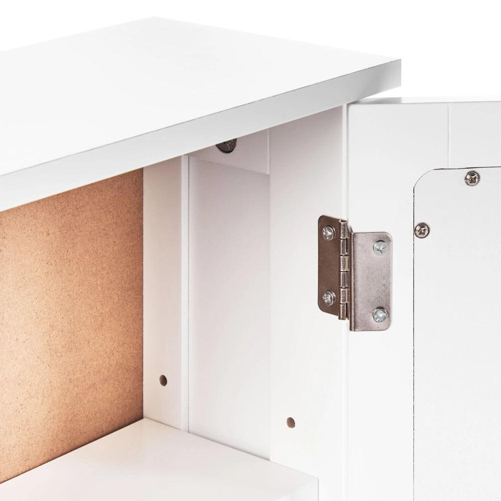 Mobiletto a specchio da bagno a parete in MDF bianco con vano contenitore stile moderno