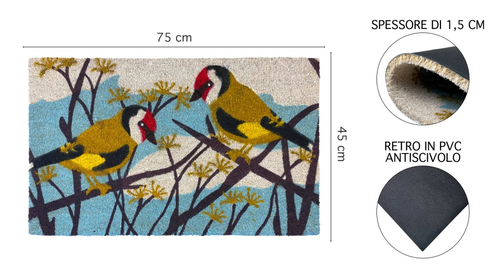 Zerbino Ingresso Casa In Fibra Di Cocco Con Base In Pvc  Birdies