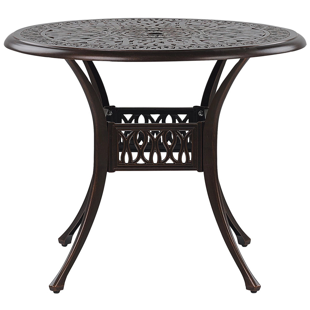 Tavolo da pranzo da giardino in alluminio marrone rotondo ø 90 cm da esterno vintage
