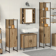 Set di Mobili da Bagno in 4 Pezzi in Quercia Artigianale
