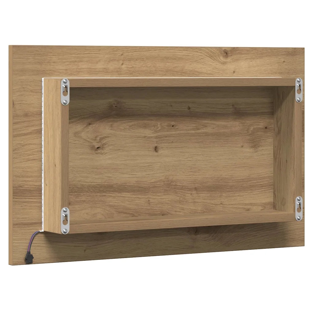 Specchio da Bagno con Luci LED Rovere Artigianale 60x8,5x38 cm