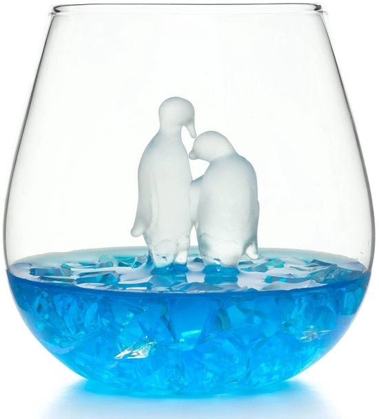 Bicchiere da Drink 500ml - Disegno Pinguino - Vetro Borosilicato - Unico - Scatola Regalo - Elegante - Bicchiere da Whisky