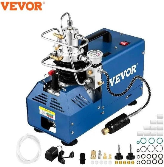 Pompa di compressione a aria elettrica 1800 W - pompa di scarico a aria 4500 PSI - pompa di compressione a mano con raffreddamento ad acqua e scarico di calore con visualizzazione di temperatura LED - per bottiglie di immersione - 300 BAR