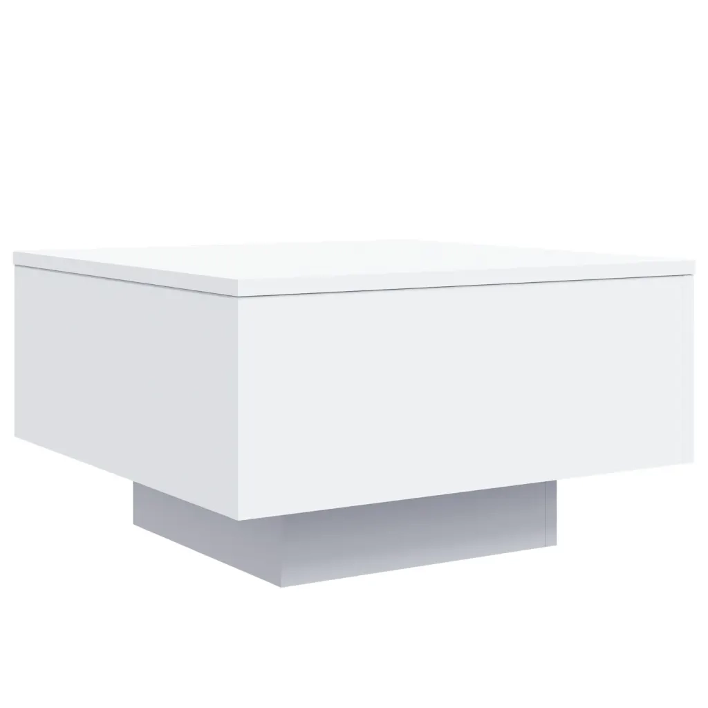 Tavolino da Soggiorno con Luci LED Bianco 55x55x31 cm 836574