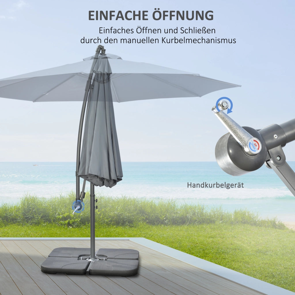 Ombrellone da Giardino ¨C zephmum ¨C Grigio, Poliestere, 292x292x247 cm