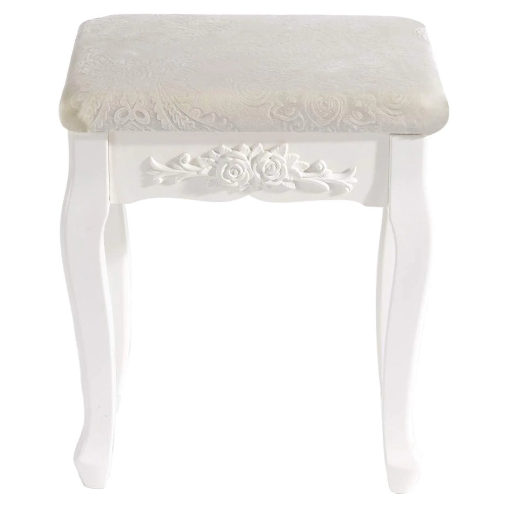 Sgabello da toeletta in legno MDF bianco crema 19_0000469