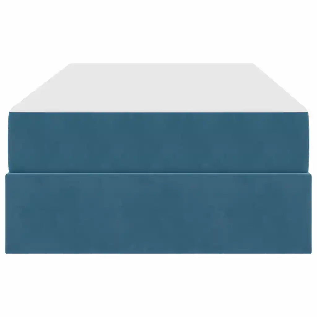 Letto con contenitore e materasso Blu Scuro 90 x 190 cm Velluto