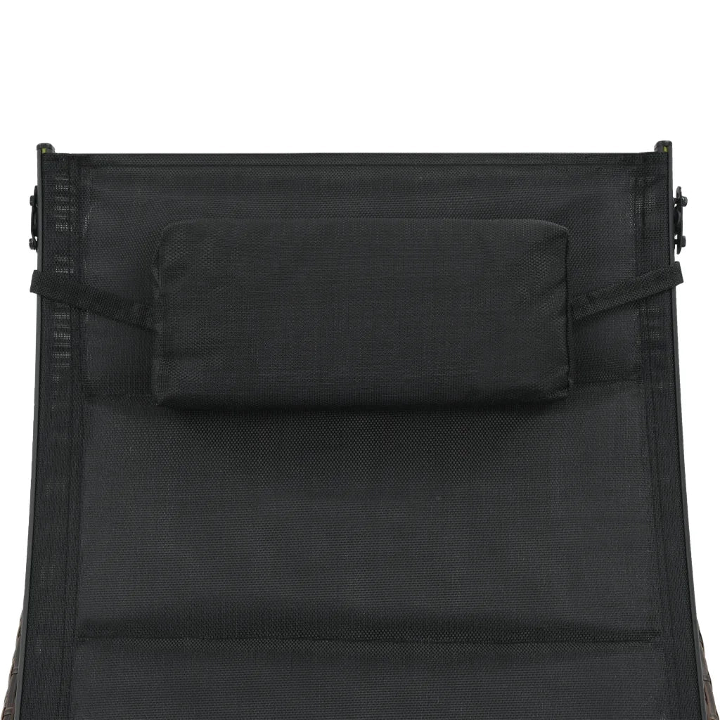Lettino Prendisole in Polyrattan e Textilene Marrone 44895