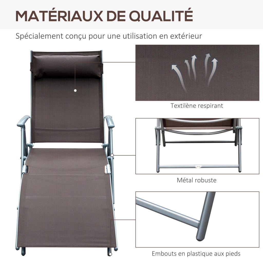 Chaise longue pieghevole ¨C zephmum ¨C textil¨¨ne marrone 137x64x101 cm