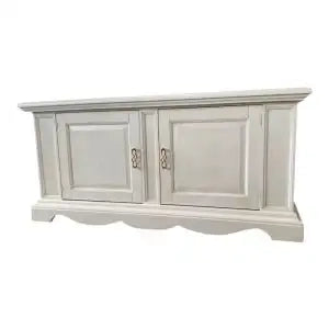 Porta tv Alberta in legno 2 ante bugnate bianco anticato