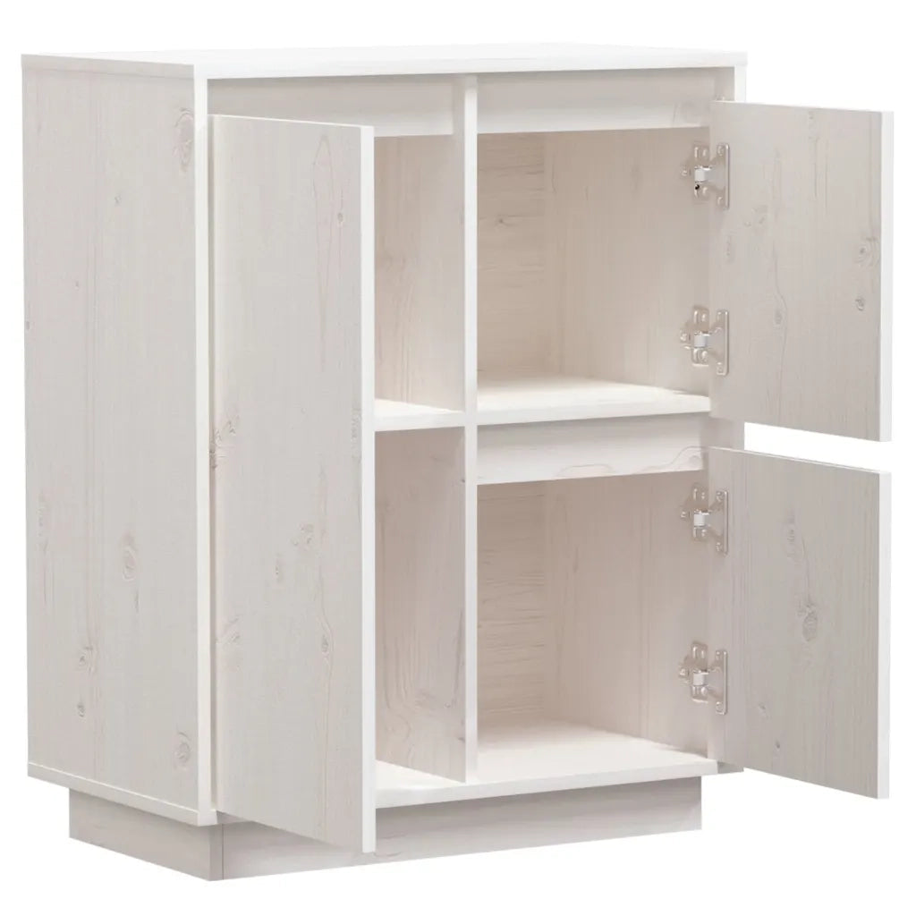 Credenza Bianca 60x34x75 cm in Legno Massello di Pino 813391