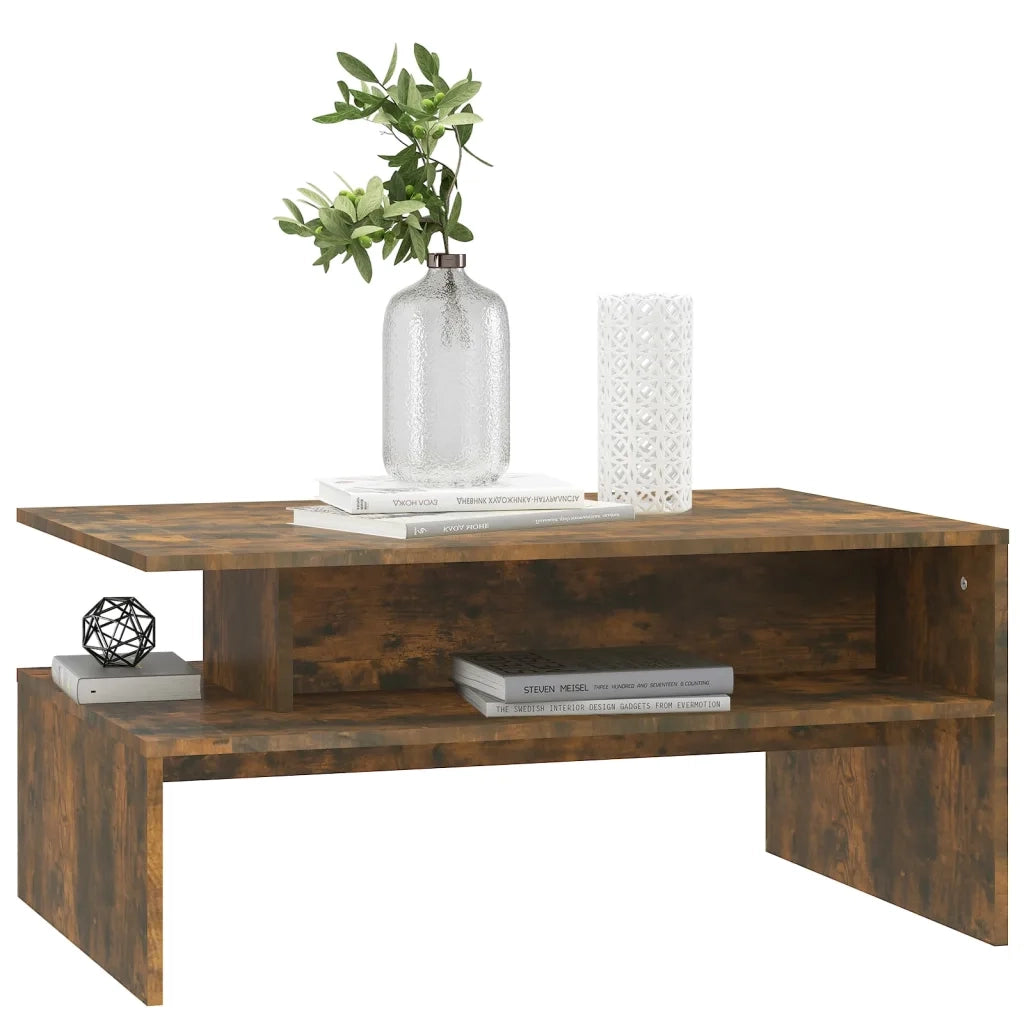 Tavolino da Salotto Rovere Fumo 90x60x42,5 cm Legno Multistrato 815855