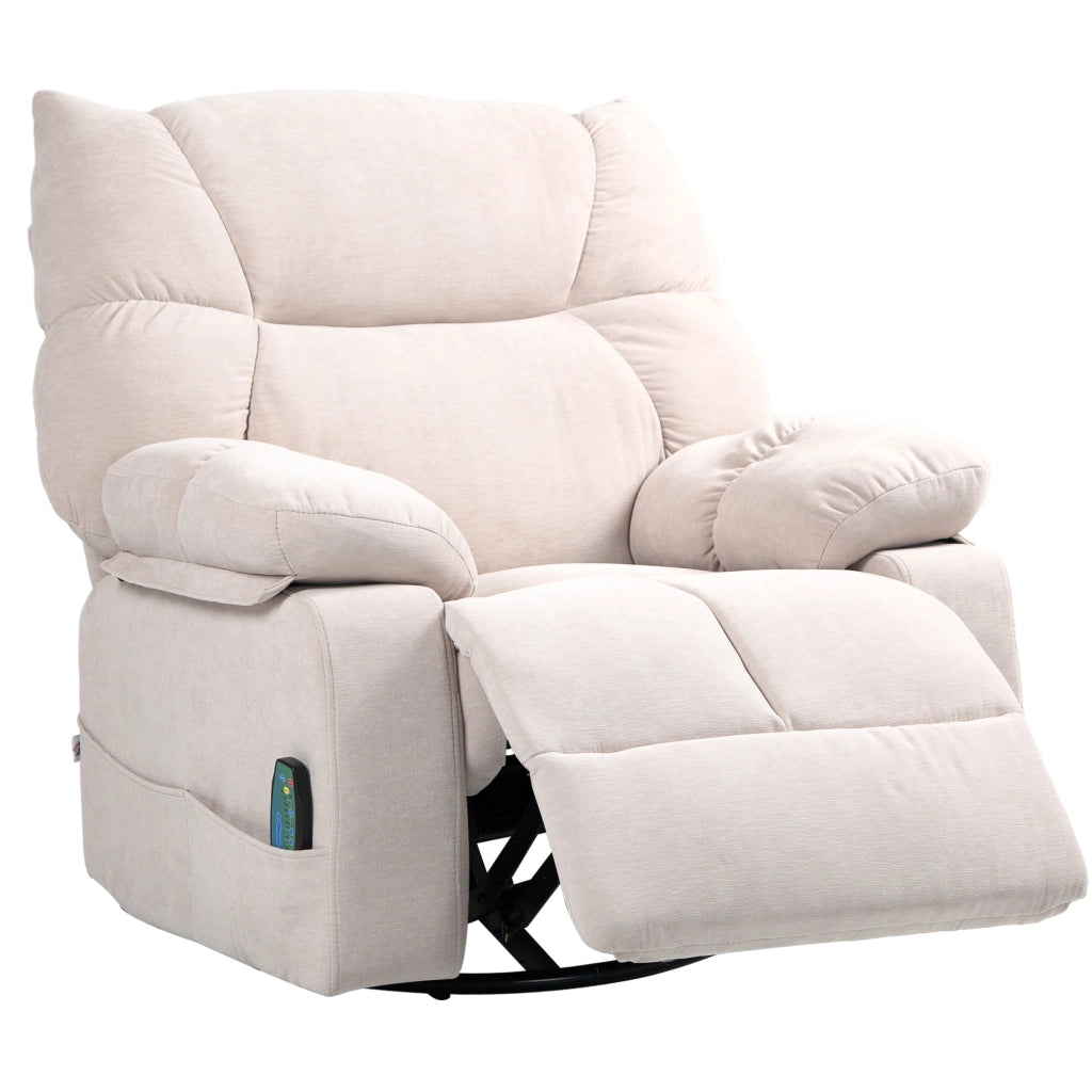 Poltrona Reclinabile Massaggiante con Poggiapiedi e Riscaldamento ¨C Zephmum ¨C Beige