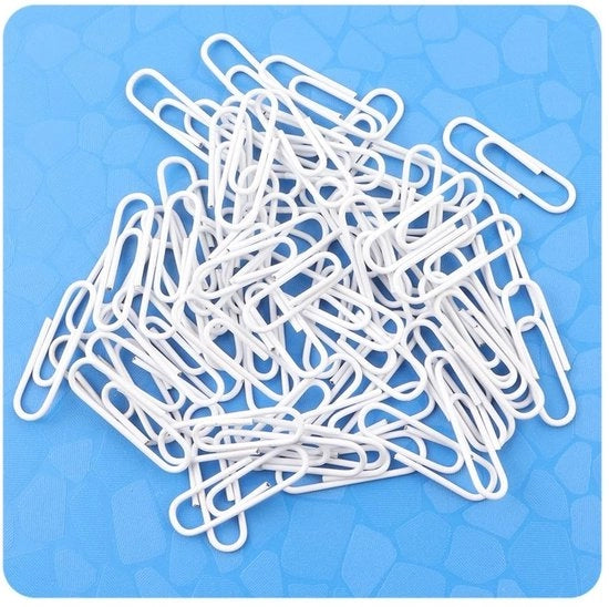 Clip per carta 100 pezzi - 28 mm - Metallo colorato - Rivestito di plastica - Duraturo - Materiale scolastico - Articoli da ufficio
