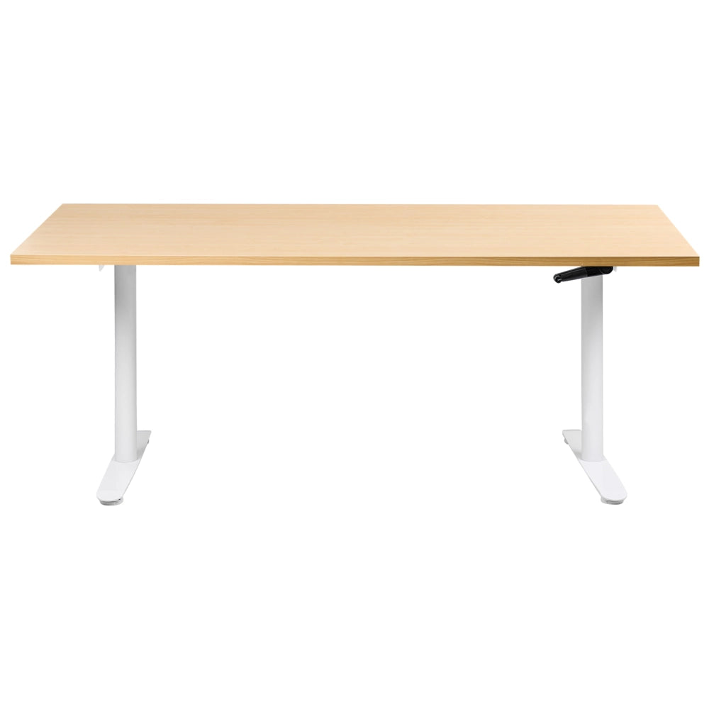 Scrivania regolabile manualmente bianco e marrone chiaro 180 x 72 cm Struttura in acciaio verniciato a polvere