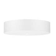 Lampadario da soffitto rotondo a 5 luci della serie SKALA in tessuto bianco, vetro e acciaio
